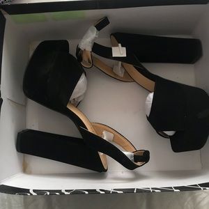 Black Suede High Wedge Heel